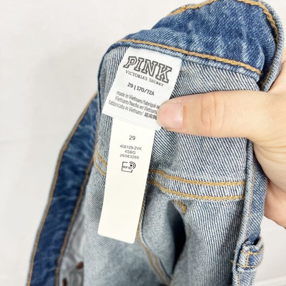 NEW Victorias Secret PINK 29 Medium Wash Denim High Rise Jean Shorts Cut Off - Picture 4 of 8